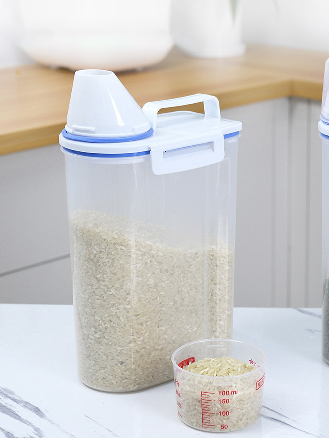 Tea Coffee Sugar Container - Large Capacity Plastic Rice Bucket Multi-Grain