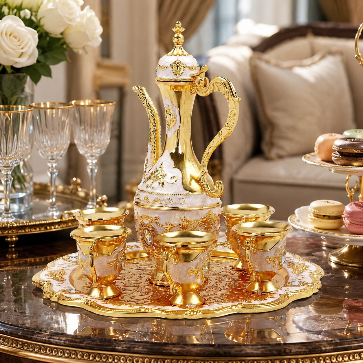 Coffee Tea Gift Set - Vintage Turkish Tea Set with Coffee