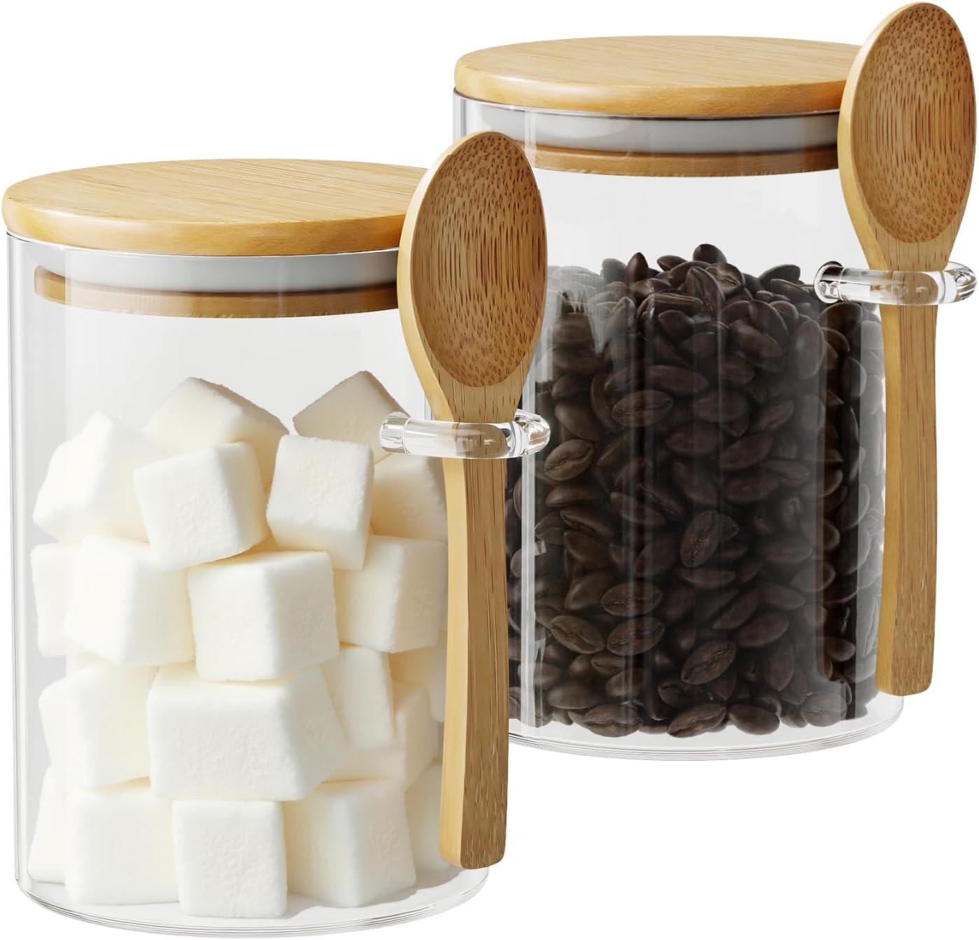 Coffee Tea Sugar - 2 Pack 15oz Glass Sugar Container