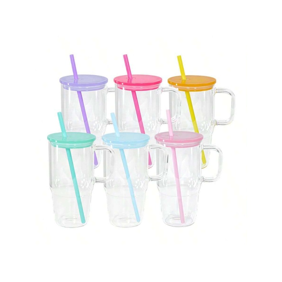Coffee Tea Gift Set - 20oz Glass Tumblers With Handle And