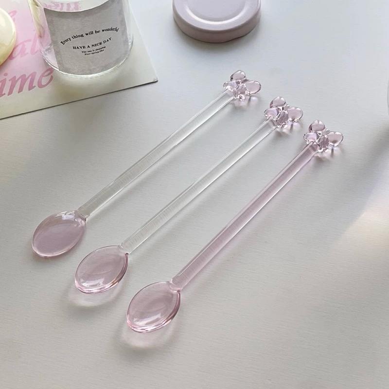 Pink Bow-Adorned Glass Coffee  - Tea Coffee Utensils 评论和价格