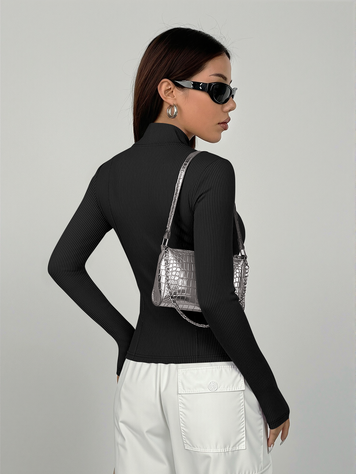 Everyday Ribbed High Neck Zip- - Coffee & Tea Haus 评论和价格