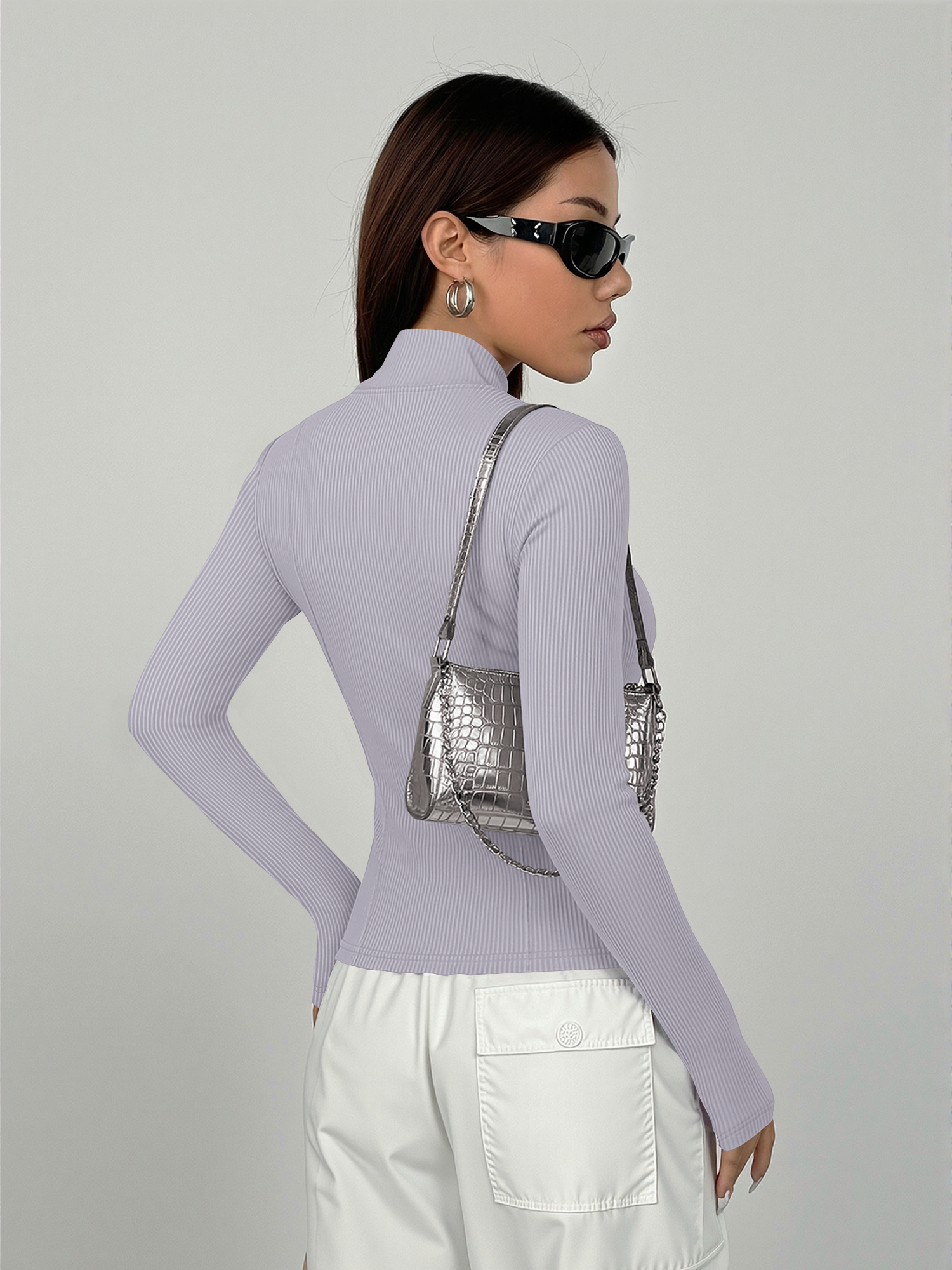 Everyday Ribbed High Neck Zip- - Coffee & Tea Haus 评论和价格