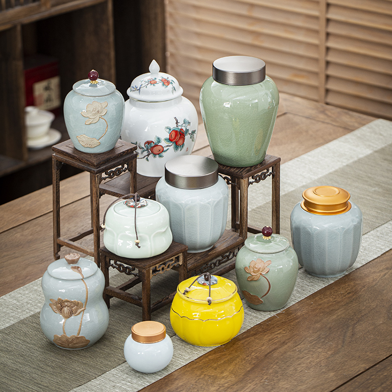 Ceramic tea jar Tea sealed sto - Coffee Tea Sugar 评论和价格