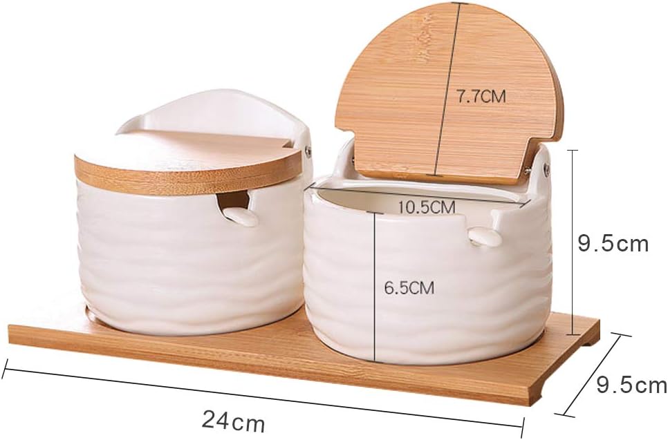 Ceramic Salt Cellars with Lids - Coffee Tea Sugar 评论和价格
