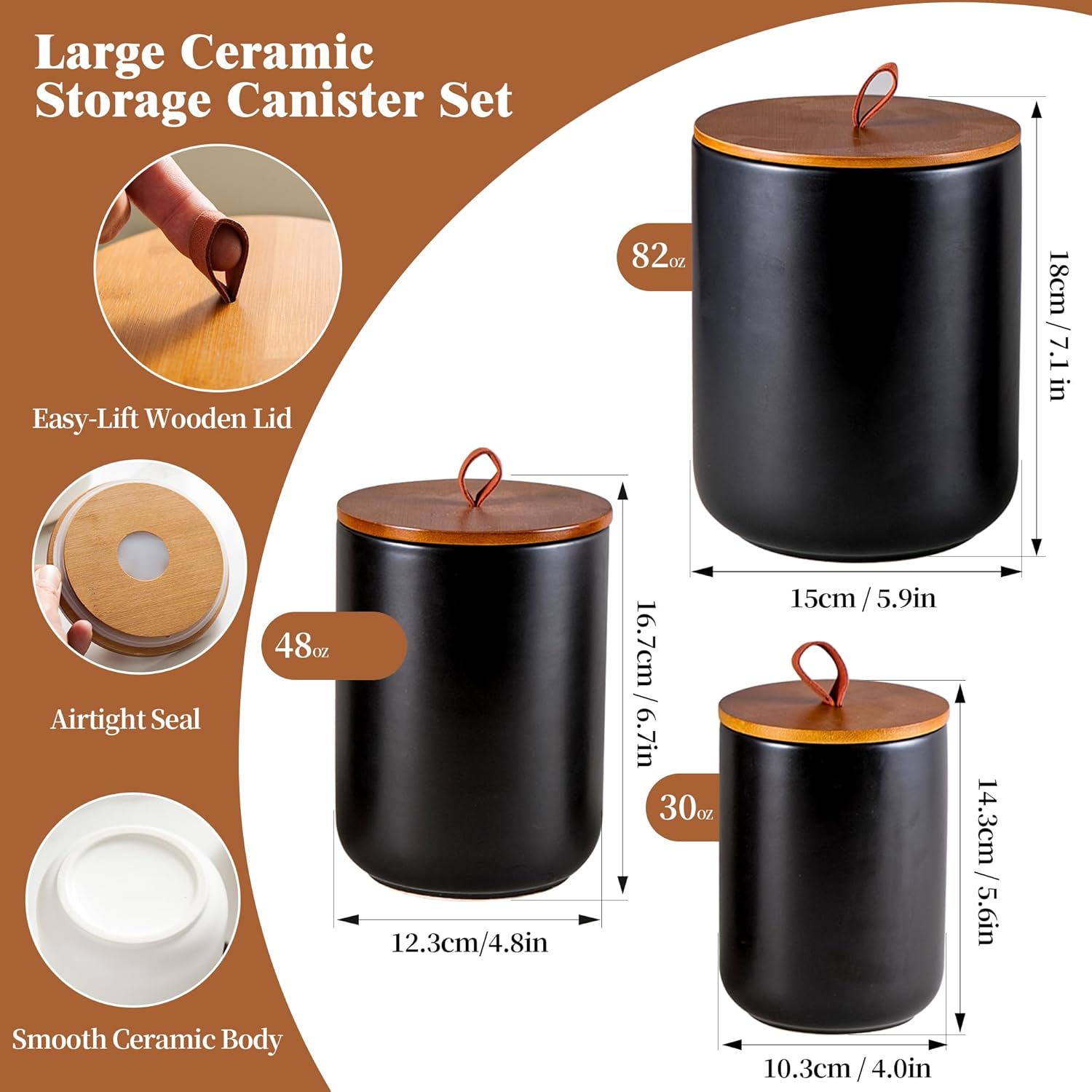 Ceramic Canister Set (30 oz, 4 - Coffee Tea Sugar 评论和价格