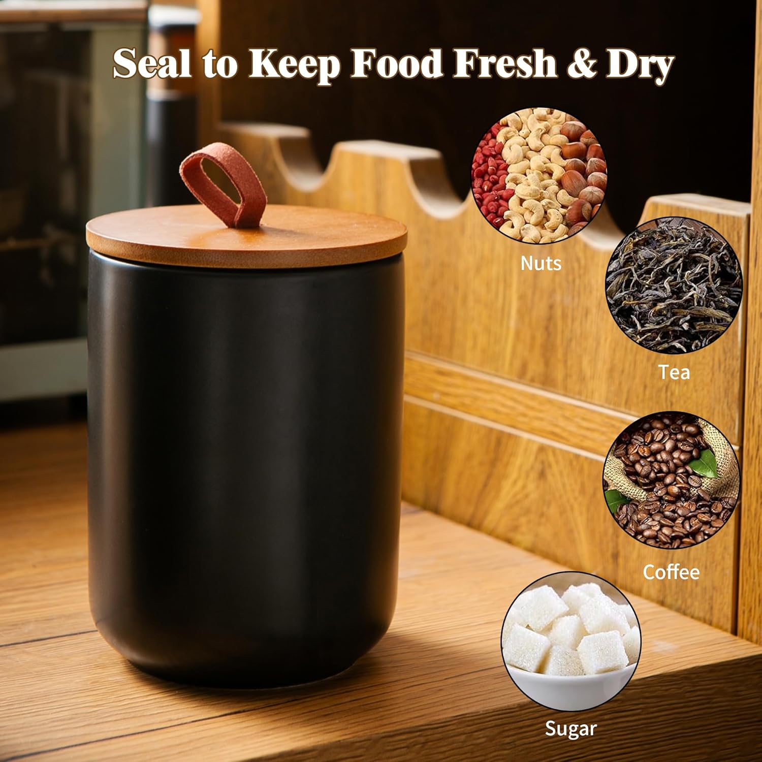 Ceramic Canister Set (30 oz, 4 - Coffee Tea Sugar 评论和价格