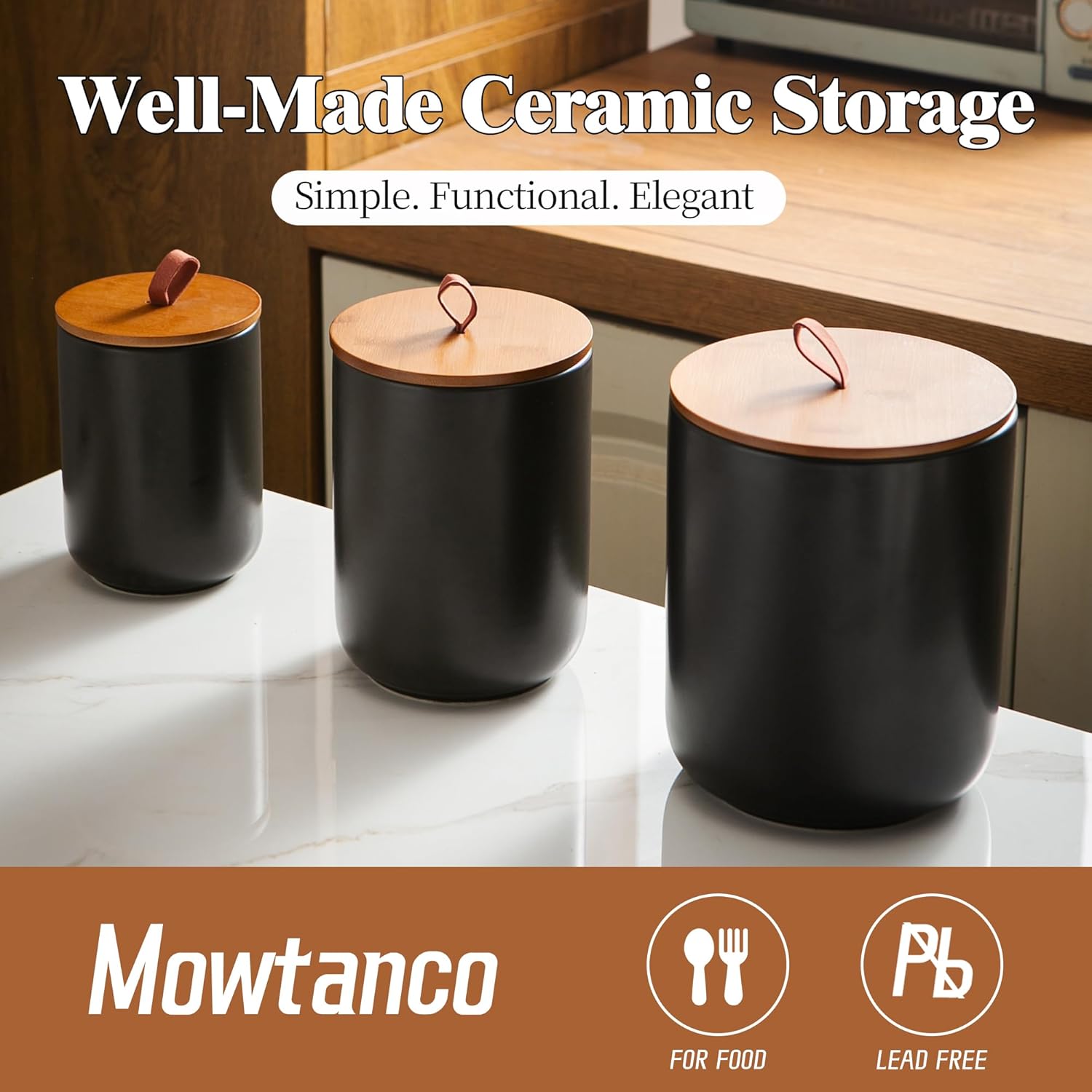 Ceramic Canister Set (30 oz, 4 - Coffee Tea Sugar 评论和价格