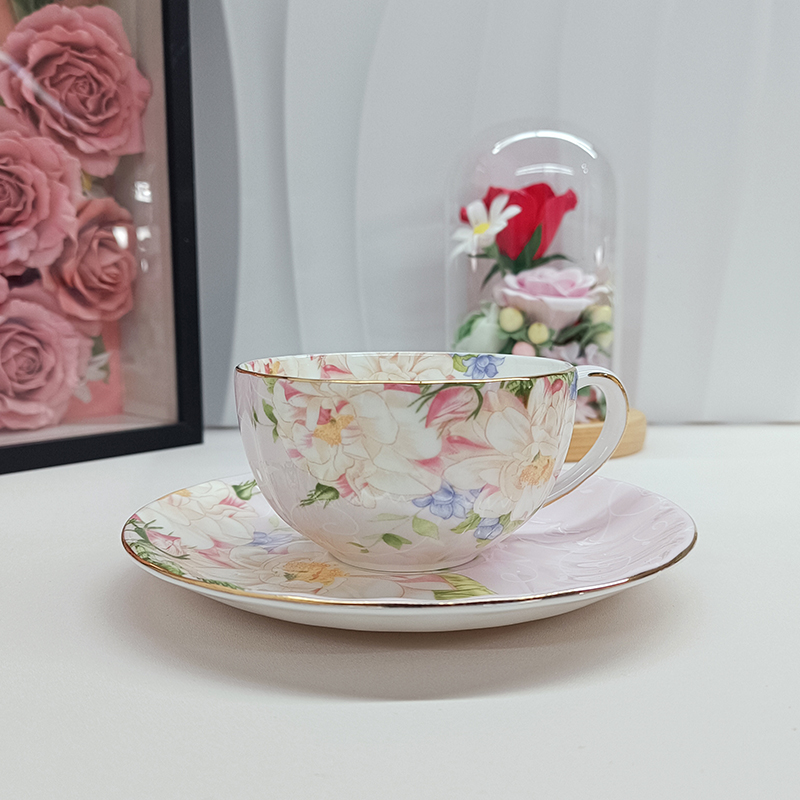 Elegant Pastoral Floral Fine B - Coffee Tea Gift Set 评论和价格