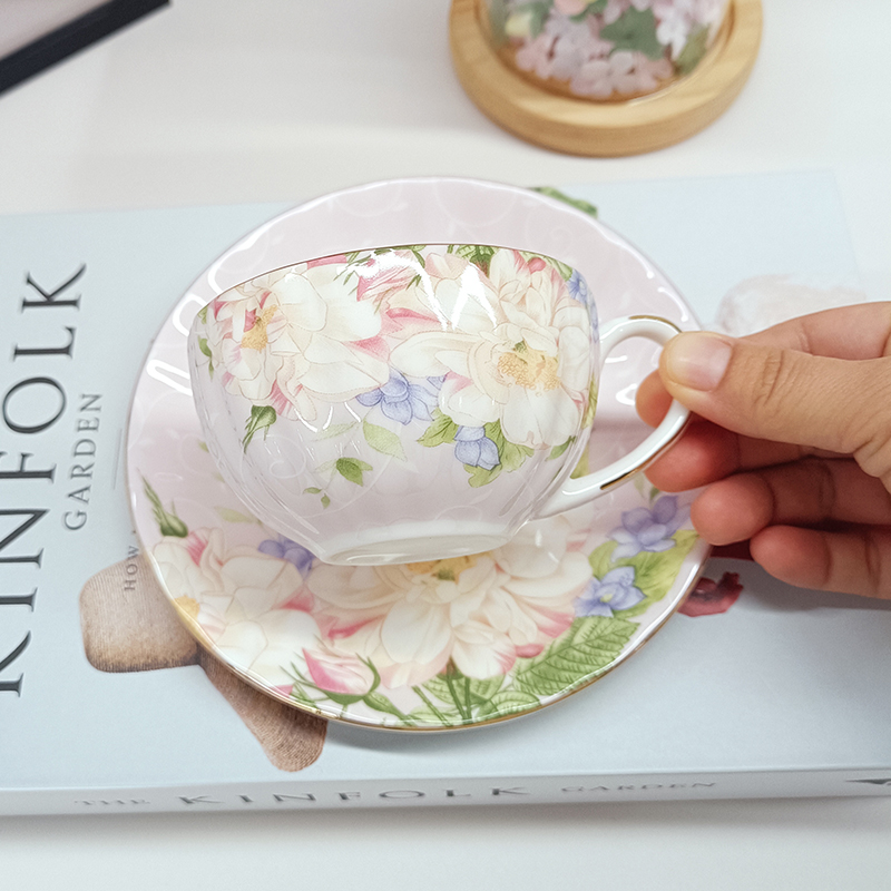 Elegant Pastoral Floral Fine B - Coffee Tea Gift Set 评论和价格