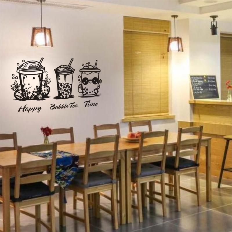 Milk Tea Shop Wall Sicker Bubb - Coffee Tea Break 评论和价格