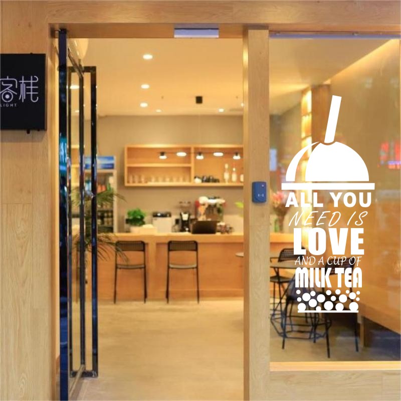 Milk Tea Shop Wall Sicker Bubb - Coffee Tea Break 评论和价格