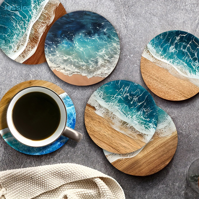 ♥Ocean Wave & Wood Grain Coast - Tea Coffee Pot Set 评论和价格