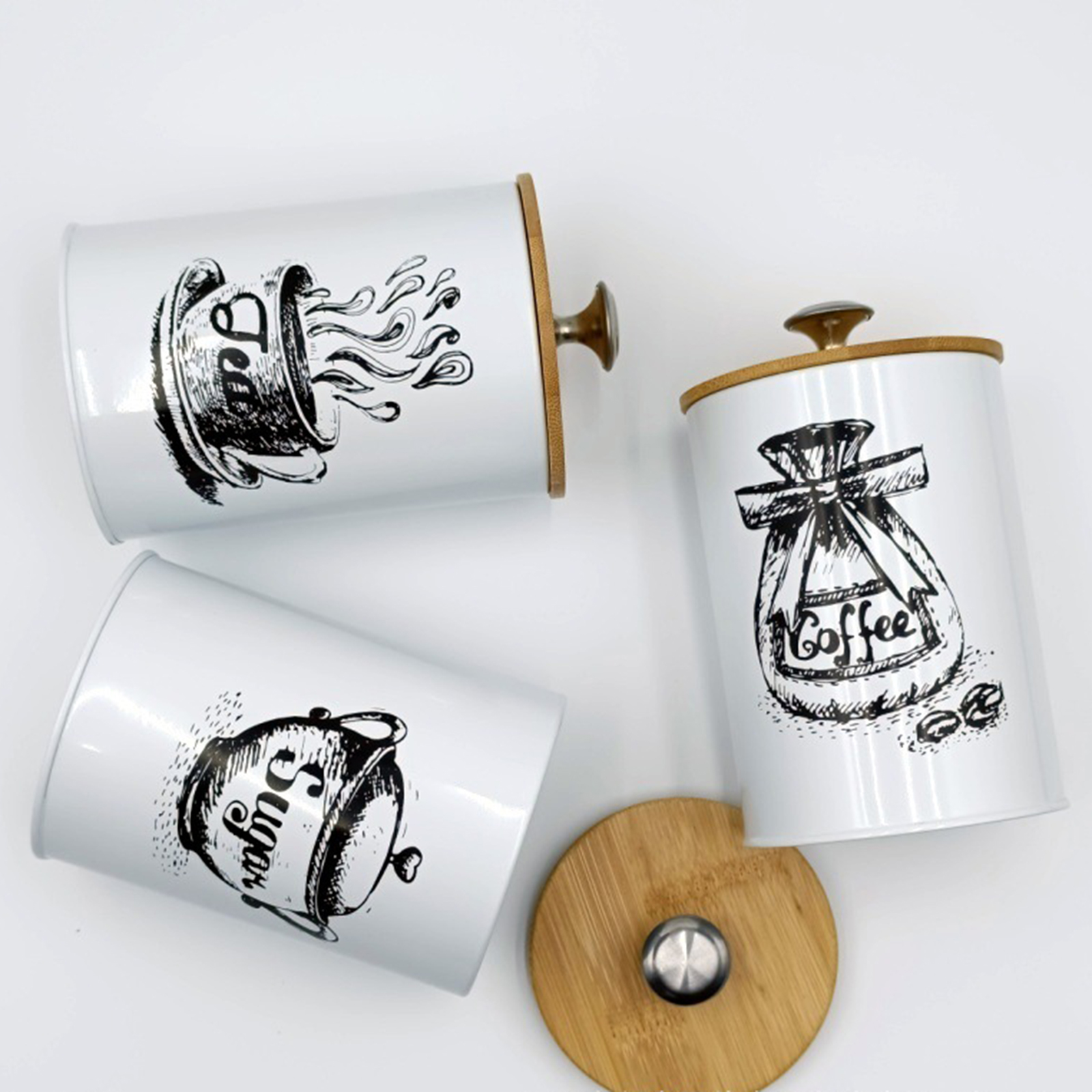 3Pcs Sealed Coffee Canister Se - Tea Coffee Sugar Container 评论和价格