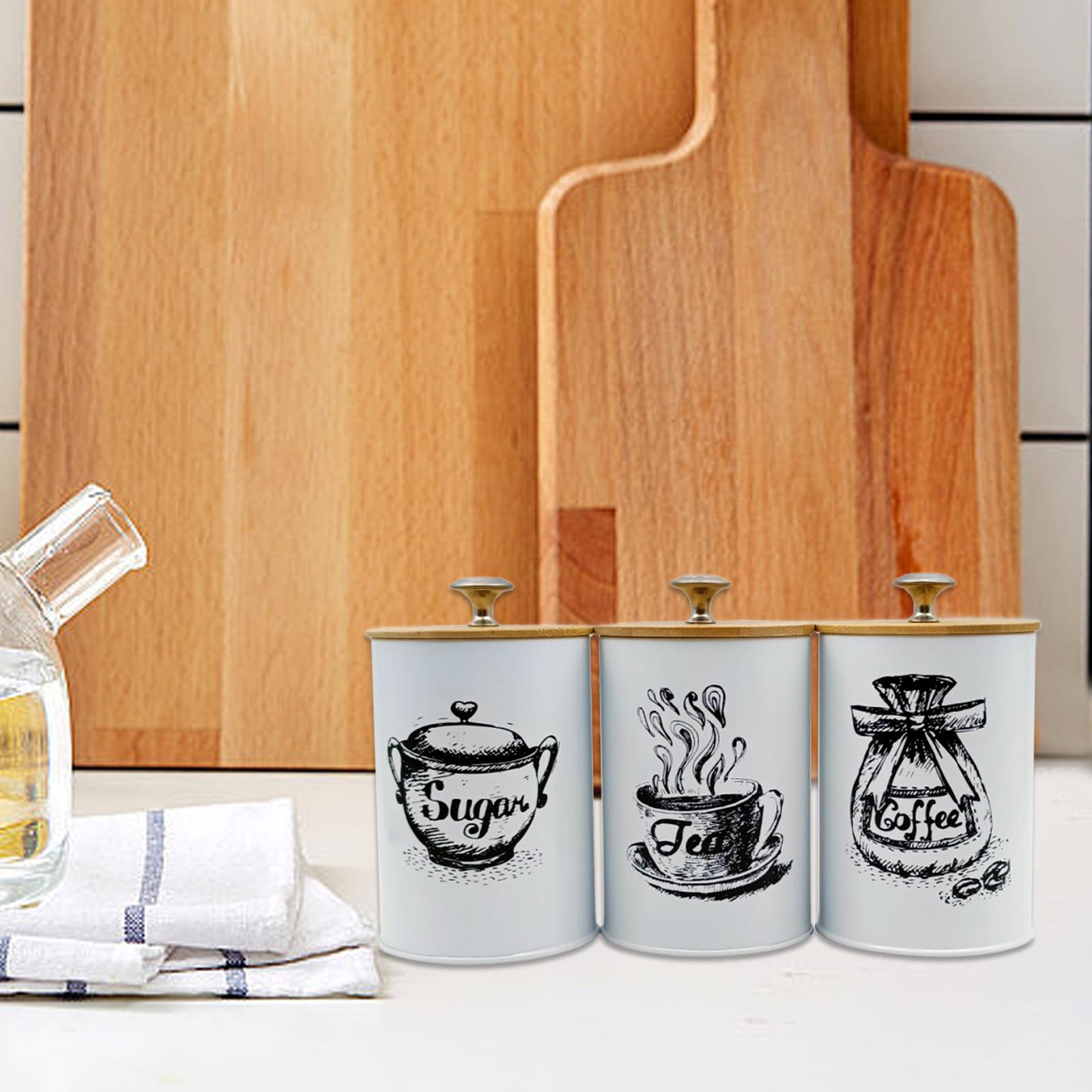 3Pcs Sealed Coffee Canister Se - Tea Coffee Sugar Container 评论和价格