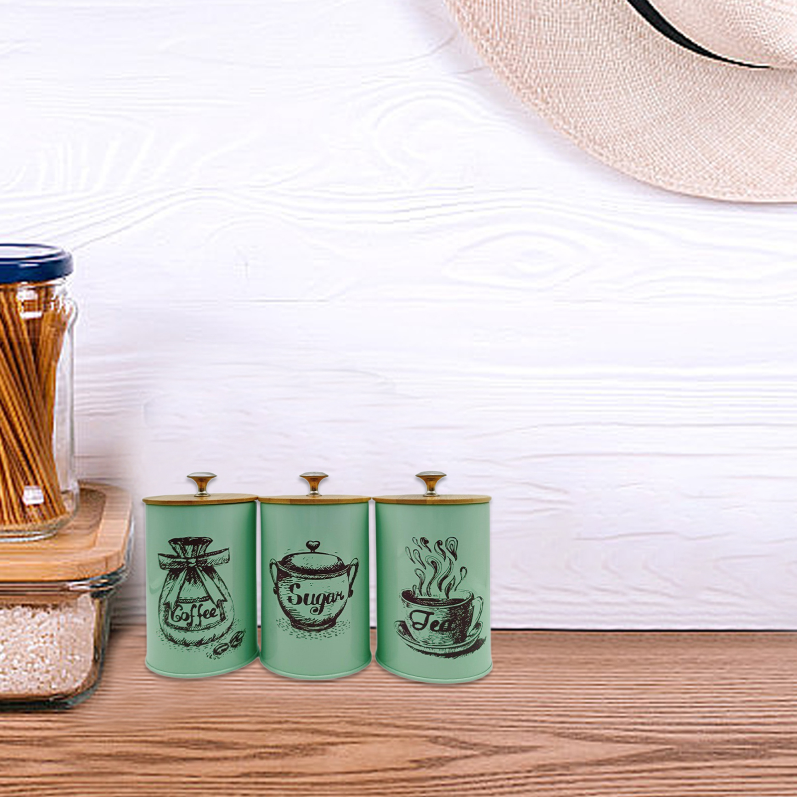 3Pcs Sealed Coffee Canister Se - Tea Coffee Sugar Container 评论和价格