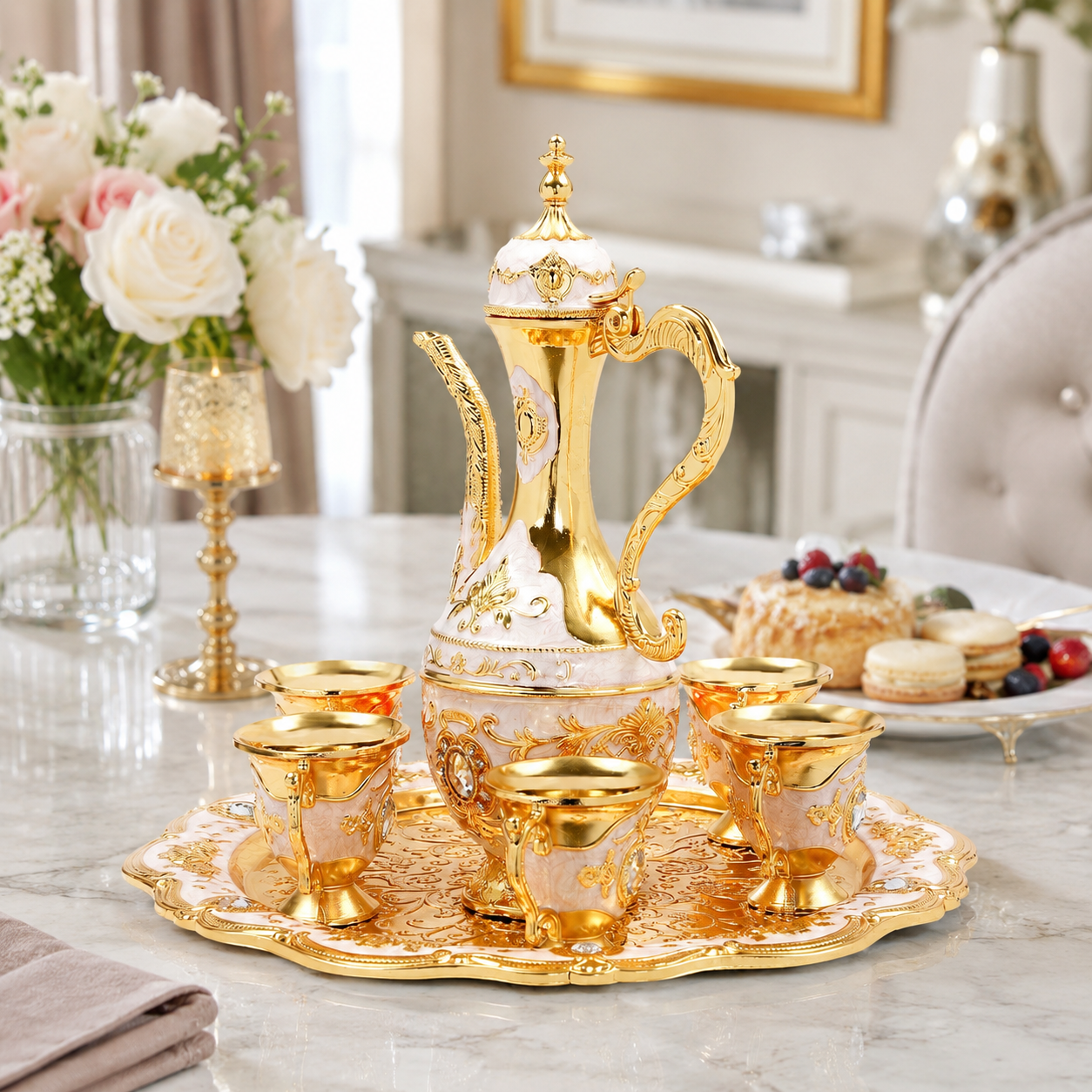 Vintage Turkish Tea Set with C - Coffee Tea Gift Set 评论和价格