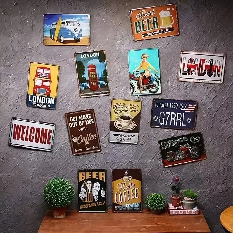 Set of 8 Funny Cat Metal Signs - Coffee And Tea Quotes Funny 评论和价格