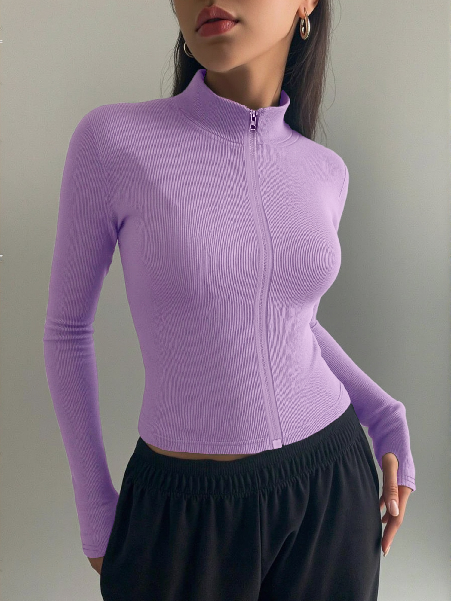 Casual Ribbed High Neck Zip-Up - Coffee & Tea Haus 评论和价格