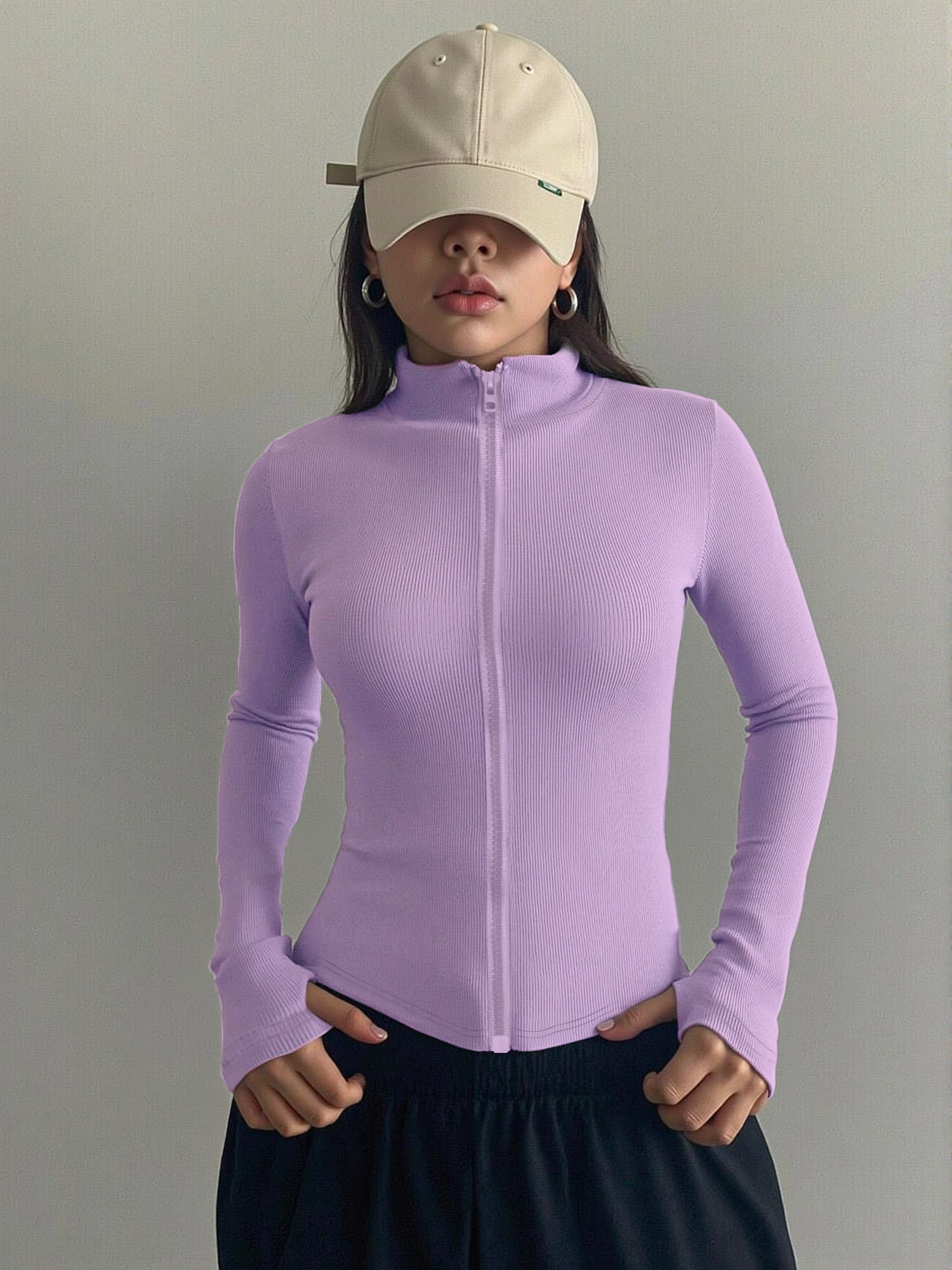 Casual Ribbed High Neck Zip-Up - Coffee & Tea Haus 评论和价格