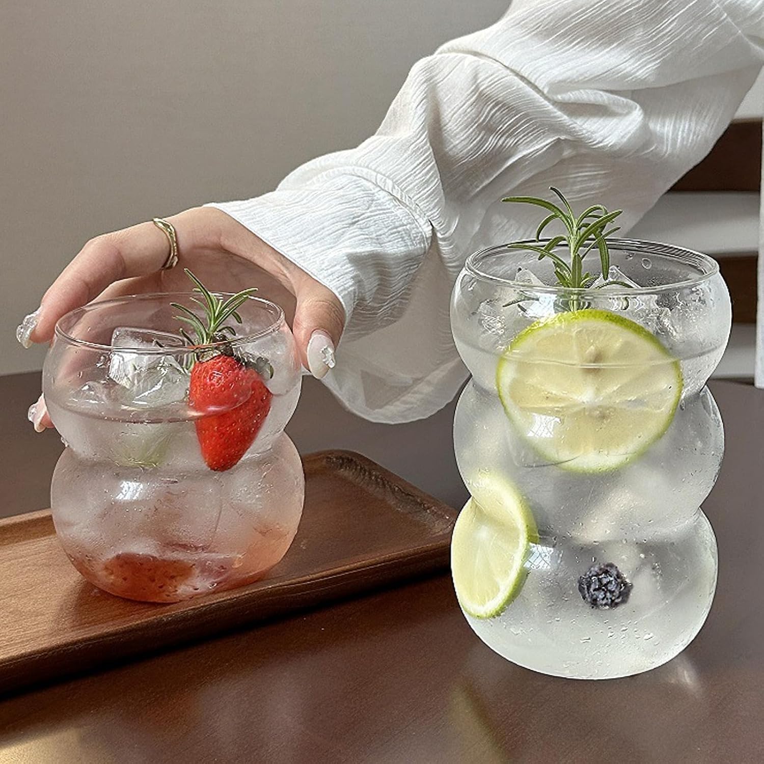 Ribbed Glass Water Tumbler, Wa - Water Tea And Coffee 评论和价格