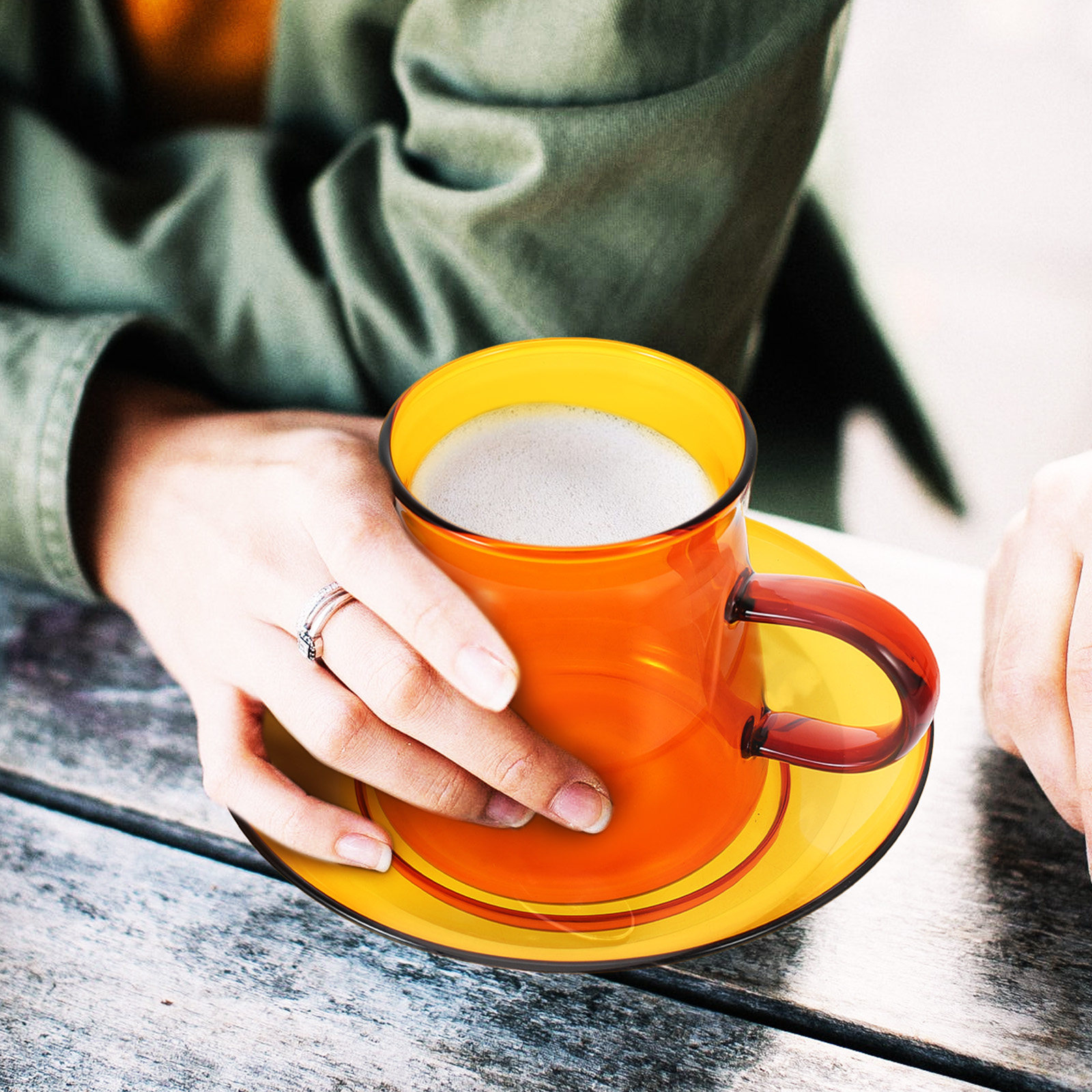 1Set Glass Coffee Cup and Sauc - Water Tea And Coffee 评论和价格