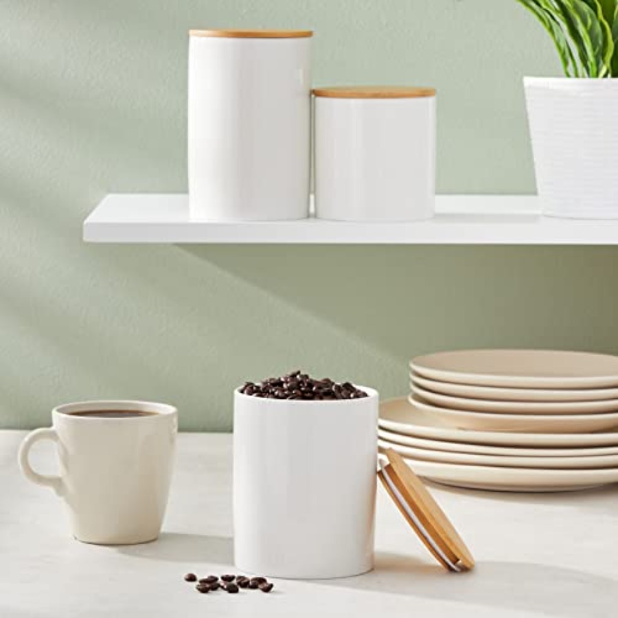 Ceramic Canisters - Coffee Can - Tea Coffee Sugar Container 评论和价格