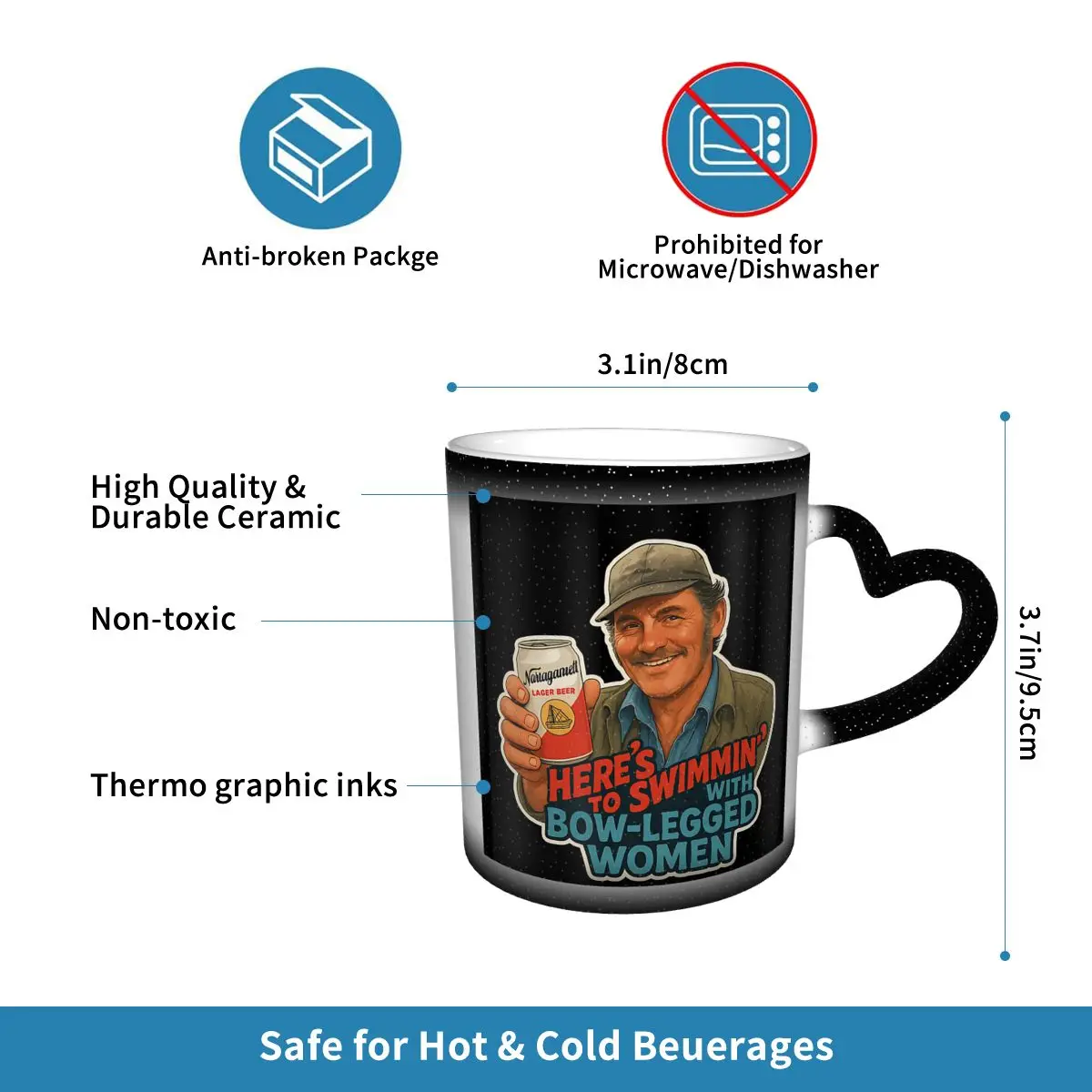 Heres To Swimmin Quint Jaws Mo - Coffee And Tea Quotes Funny 评论和价格