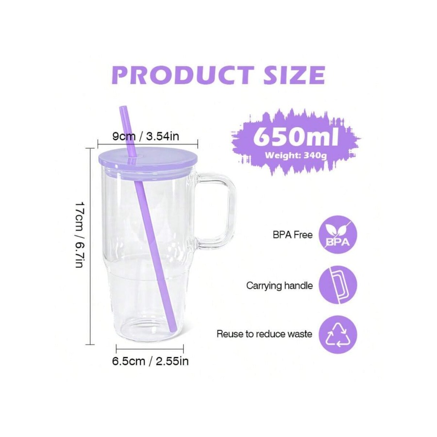 20oz Glass Tumblers With Handl - Coffee Tea Gift Set 评论和价格