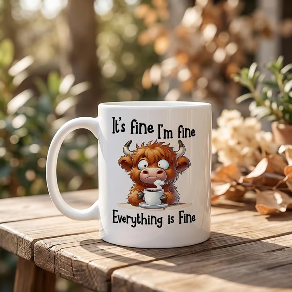 Anxious Scottish Highland Cow  - Coffee And Tea Quotes Funny 评论和价格
