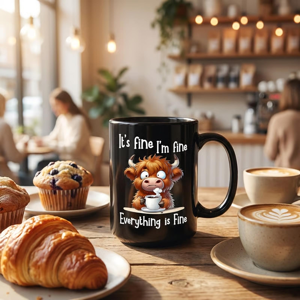 Anxious Scottish Highland Cow  - Coffee And Tea Quotes Funny 评论和价格