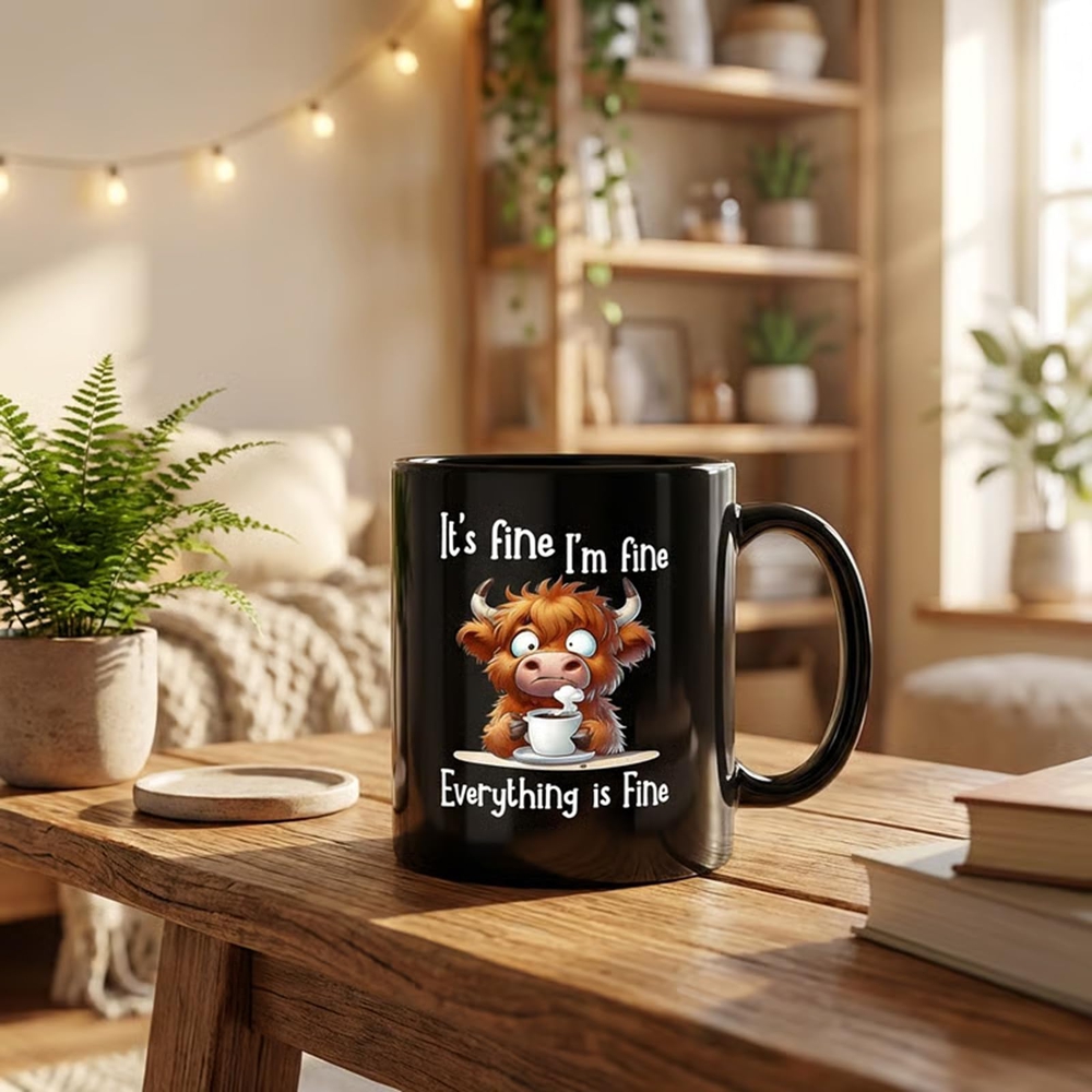 Anxious Scottish Highland Cow  - Coffee And Tea Quotes Funny 评论和价格